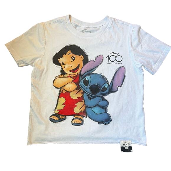 Disney Women’s XS LILO and Stitch 100 Years Of Wonder Crop Top - Picture 1 of 5